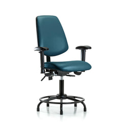 Ergonomic Multifunction Task Chair: Vinyl, 25-3/4" Seat Height, Marine Blue