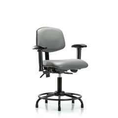 Ergonomic Multifunction Task Chair: Vinyl, 25-3/4" Seat Height, Sterling