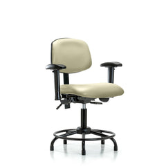 Ergonomic Multifunction Task Chair: Vinyl, 25-3/4" Seat Height, Adobe White