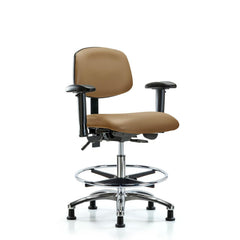 Ergonomic Multifunction Task Chair: Vinyl, 29" Seat Height, Taupe