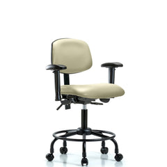 Ergonomic Multifunction Task Chair: Vinyl, 27-3/4" Seat Height, Adobe White