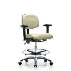 Ergonomic Multifunction Task Chair: Vinyl, 29" Seat Height, Adobe White