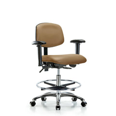 Ergonomic Multifunction Task Chair: Vinyl, 29" Seat Height, Taupe