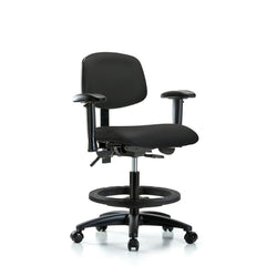 Ergonomic Multifunction Task Chair: Vinyl, 28-1/4" Seat Height, Black