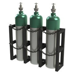 Gas Cylinder Carts, Racks, Stands & Holders; Gas Cylinder Rack Type: Three Cylinder Floor Stand Rack; Fits Cylinder Diameter: 11 in; Number Of Cylinders: 3; Overall Width: 44; Overall Height: 30 in; Material: Steel; Overall Length: 12.00; Finish: Powder C