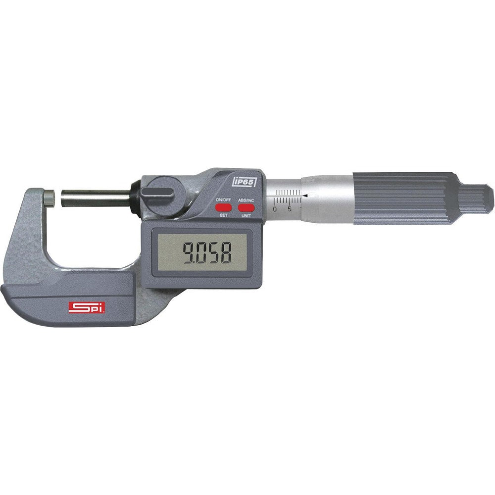 Electronic Outside Micrometer: 6" Min, 77 mm Max, Carbide-Tipped Face, IP65