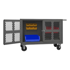 Double Sided Maintenance Utility Cart: 48-1/2" Long, 24" Wide, Steel, 2000 lb Capacity, Gray