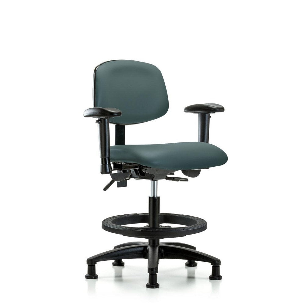 Ergonomic Multifunction Task Chair: Vinyl, 28-1/4" Seat Height, Colonial Blue