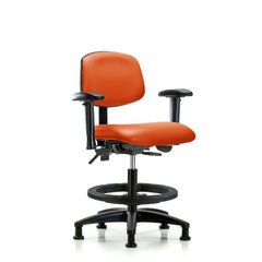 Ergonomic Multifunction Task Chair: Vinyl, 28-1/4" Seat Height, Orange Kist