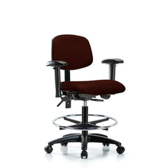 Ergonomic Multifunction Task Chair: Vinyl, 28-1/4" Seat Height, Burgundy