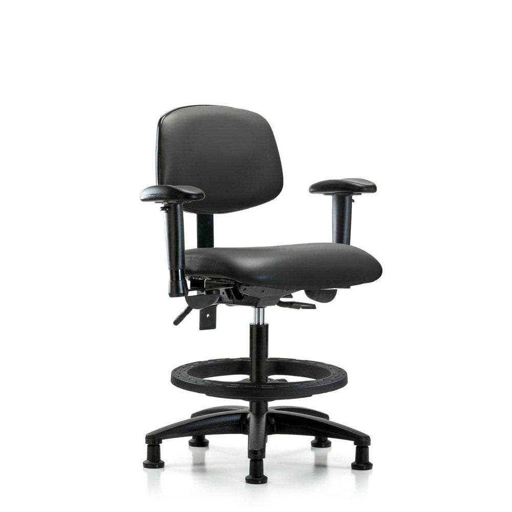 Ergonomic Multifunction Task Chair: Vinyl, 28-1/4" Seat Height, Carbon