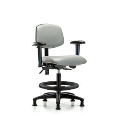 Ergonomic Multifunction Task Chair: Vinyl, 28-1/4" Seat Height, Dove Gray