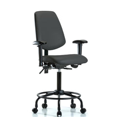 Ergonomic Multifunction Task Chair: Vinyl, 33" Seat Height, Charcoal