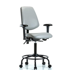 Ergonomic Multifunction Task Chair: Vinyl, 33" Seat Height, Dove Gray