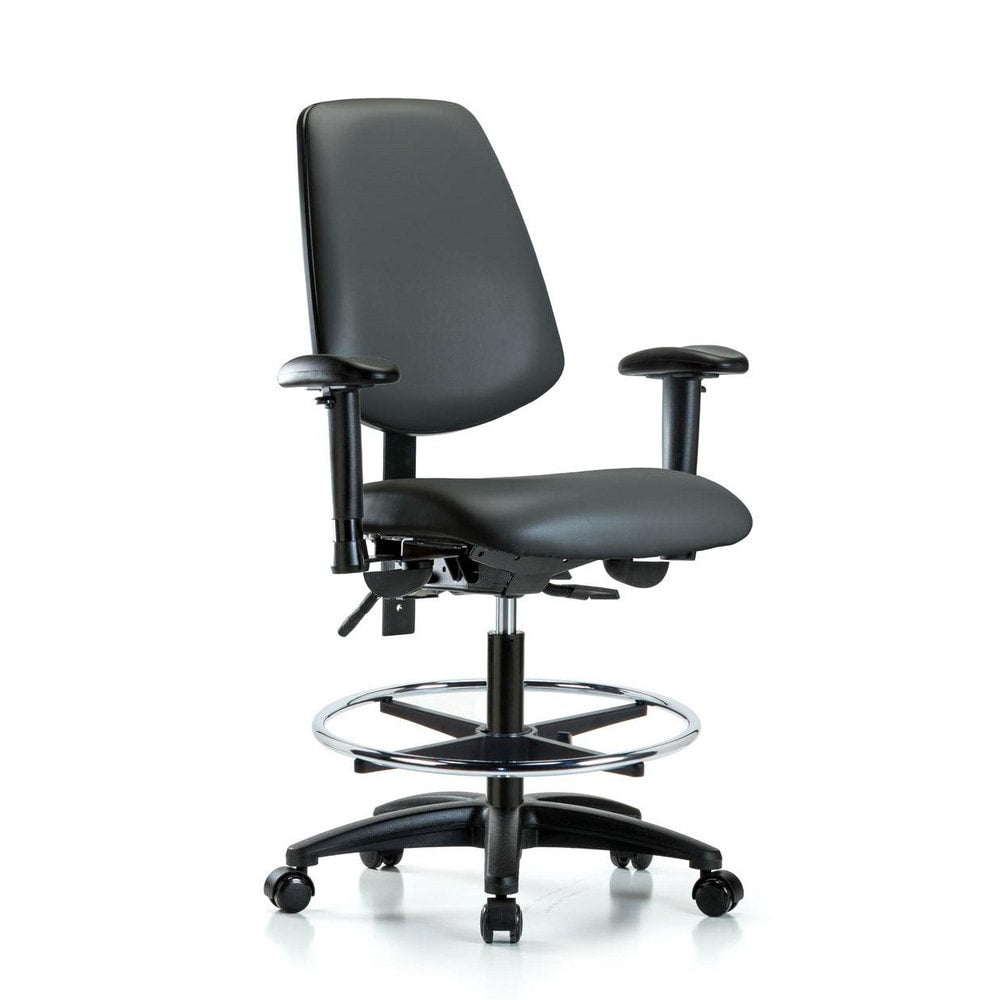 Ergonomic Multifunction Task Chair: Vinyl, 28-1/2" Seat Height, Carbon