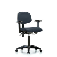 Ergonomic Multifunction Task Chair: Vinyl, 28-1/4" Seat Height, Imperial Blue