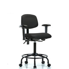 Ergonomic Multifunction Task Chair: Vinyl, 33" Seat Height, Black