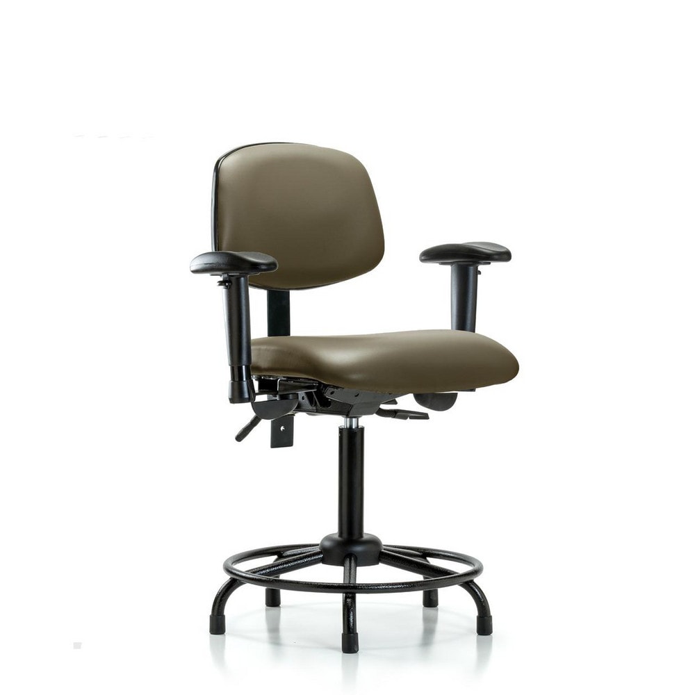 Ergonomic Multifunction Task Chair: Vinyl, 31" Seat Height, Taupe