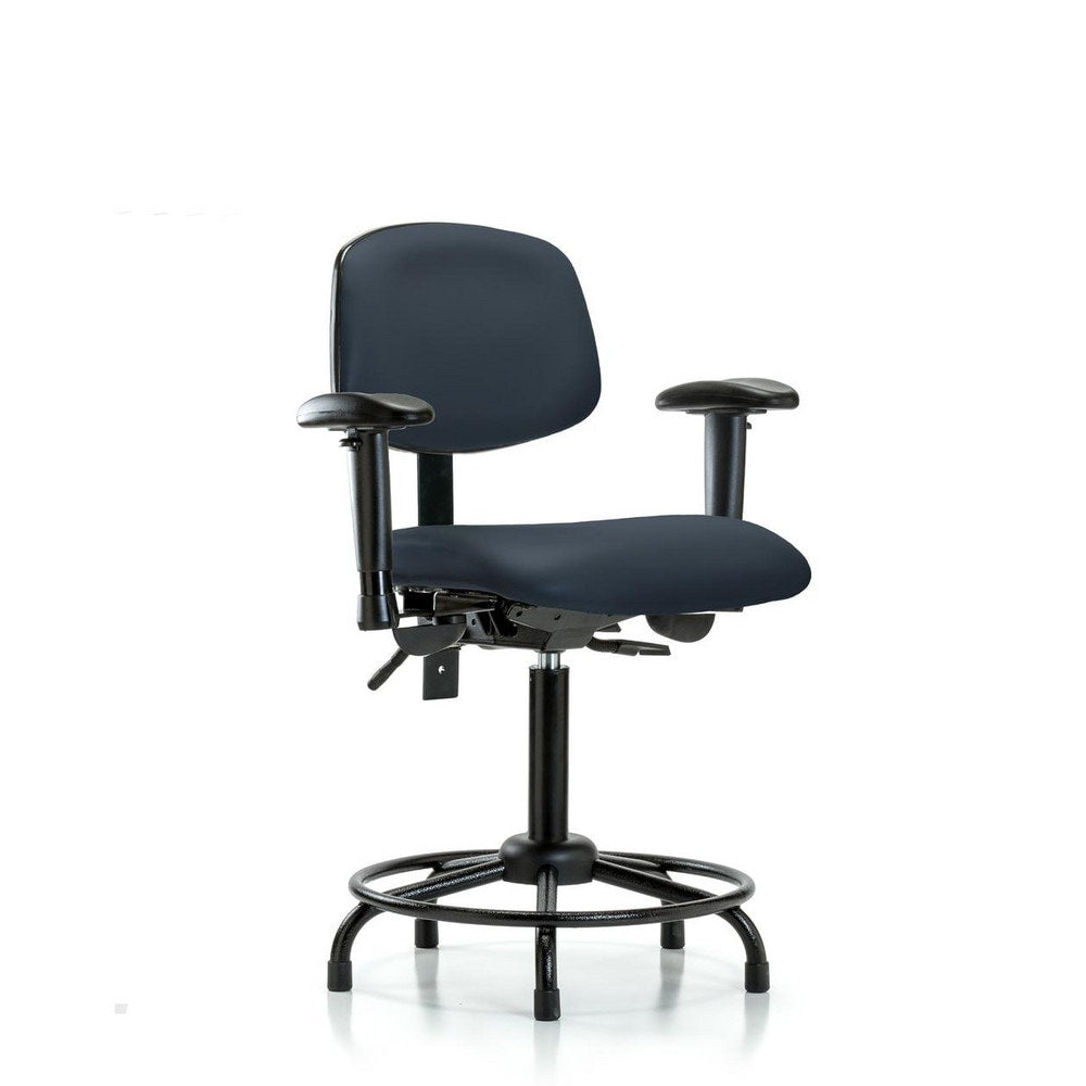 Ergonomic Multifunction Task Chair: Vinyl, 31" Seat Height, Imperial Blue