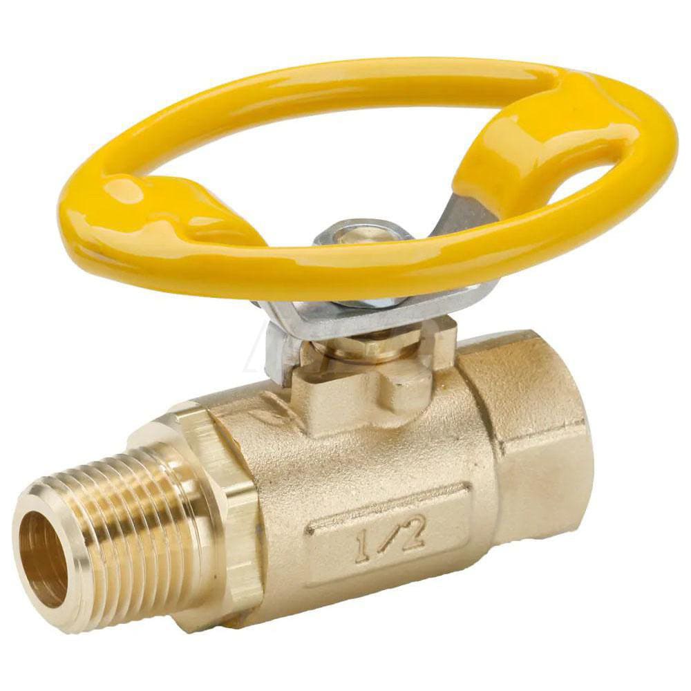 Manual Ball Valve: 1/2" Pipe, Male x Female Port, Brass