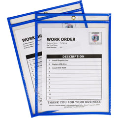 Document Protectors; Document Type: Shop Ticket Holder; Material: Vinyl; Color: Blue; For Document Width: 9 in; For Document Length: 12 in