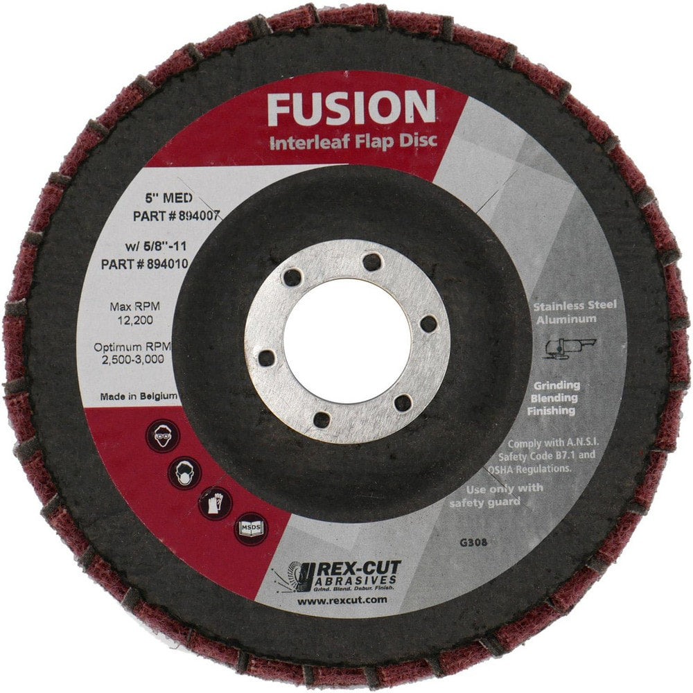 Flap Disc:  5" Dia, 7/8" Hole, 80 Grit, Aluminum Oxide, Type 27