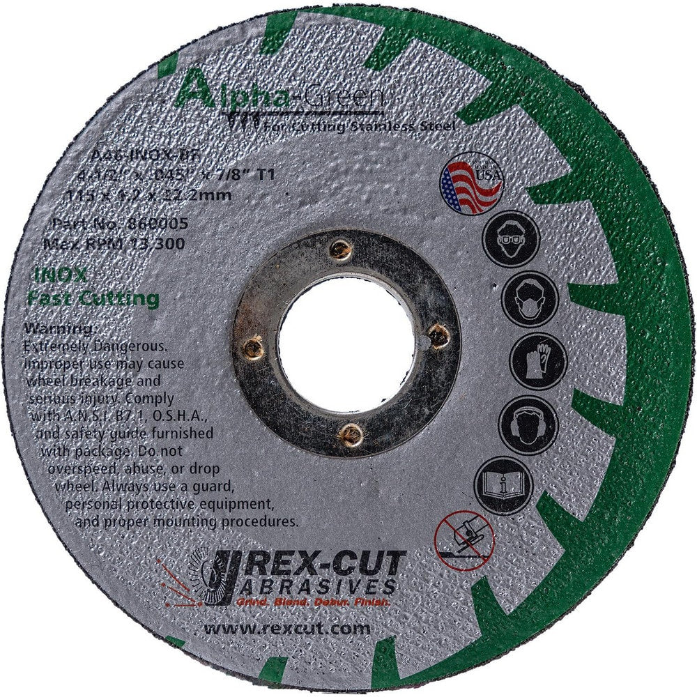 Cutoff Wheel: Type 1, 5" Dia, Aluminum Oxide