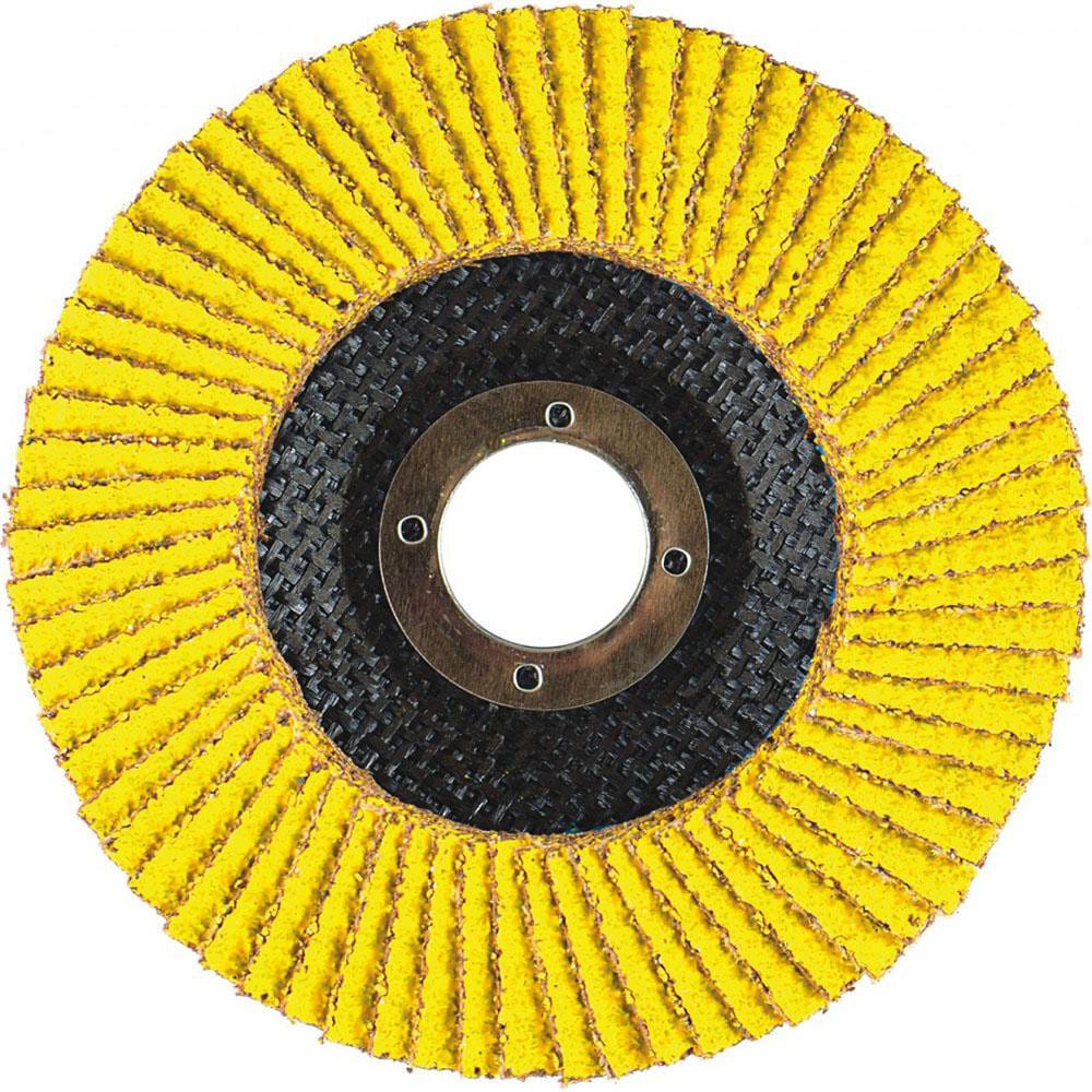Flap Disc:  4-1/2" Dia, 7/8" Hole, 36 Grit, Zirconia Alumina, Type 29