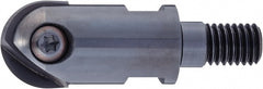 Indexable Ball Nose End Mill: 1" Cut Dia, High Speed Steel, 1.496" OAL