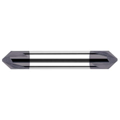 Chamfer Mill: 1/2" Dia, 1/2" Shank Dia, 4 Flute, Solid Carbide, Double End