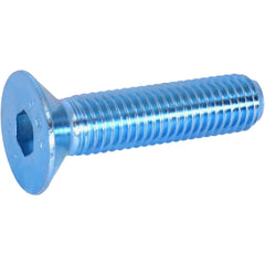 Flat Socket Cap Screw: M10x1.5, 10.9 Alloy Steel, Zinc-Blue Trivalent Chromate Finish