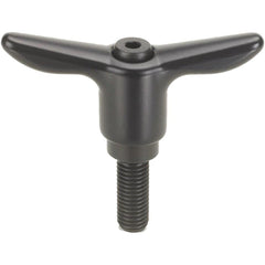 Adjustable Clamping Handle: T-Handle, 1/4-20 Thread, Die Cast Zinc Handle, 0.3900" Hub Dia, Black