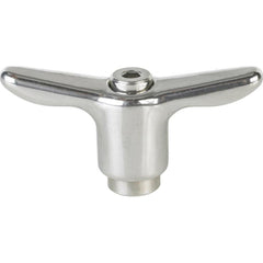 Adjustable Clamping Handle: T-Handle, 3/8-16 Thread, Stainless Steel Handle, 0.7500" Hub Dia, Silver