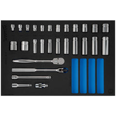 Deep Standard Socket Set: 28 Pc, 1/4 to 7/8" Socket