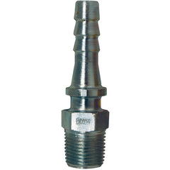 Suction & Discharge Hose Couplings; Type: Boss Male Stem; Coupling Type: Hose x MNPT; Coupling Descriptor: Hose Shank x MNPT; Material: Plated Steel; Coupler Size (Fractional Inch): 1/4; Thread Size: 1/4; Hose Size: 3/8