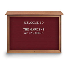 Enclosed Letter Board: 52" Wide, 40" High, Recycled Plastics, Cedar