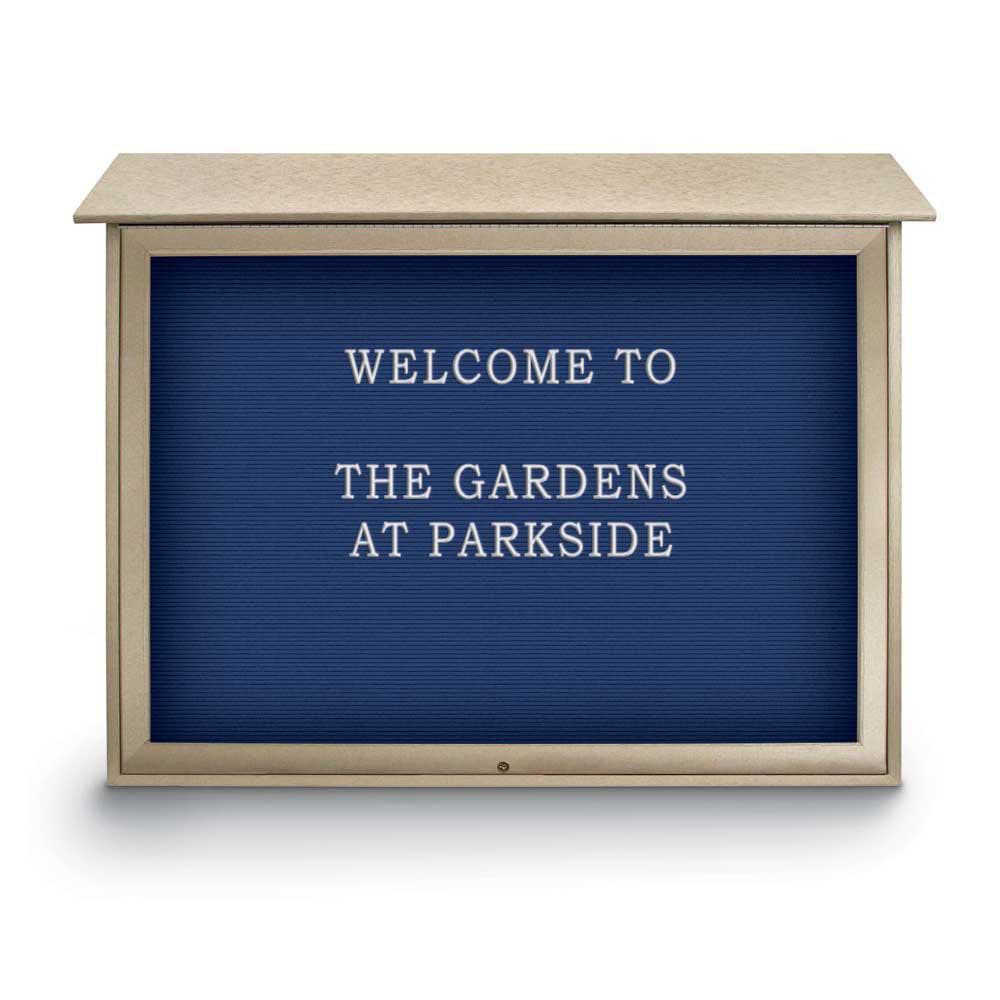 Enclosed Letter Board: 45" Wide, 36" High, Recycled Plastics, Sand