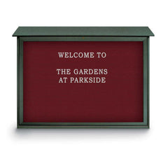 Enclosed Letter Board: 52" Wide, 40" High, Recycled Plastics, Woodland Green