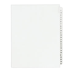 11 x 8 1/2" Unpunched, Preprinted Numeric Divider