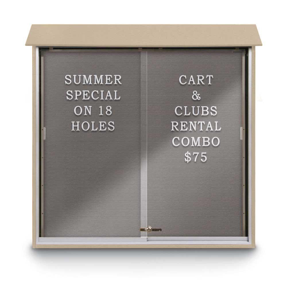 Enclosed Letter Board: 48" Wide, 48" High, Recycled Plastics, Sand