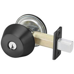 Deadbolts; Deadbolt Type: Deadbolt; Lock Type: Single Cylinder; Key Type: Keyed Different; Mount Type: Surface; Material: Brass; Minimum Door Thickness: 1.75 in; Maximum Door Thickness: 2.125; Finish: Black Suede Powder