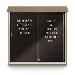 Enclosed Letter Board: 48" Wide, 48" High, Recycled Plastics, Weathered Wood