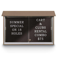 Enclosed Letter Board: 45" Wide, 30" High, Recycled Plastics, Weathered Wood