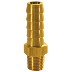 Barbed Hose Fittings; Fitting Type: Hose Barb Insert; Material: Brass; Thread Standard: NPTF; Thread Size: 1/2; End Connection: Hose Barb x Male NPT; Hose Inside Diameter (Inch): 1/4; Hose Outside Diameter: 1/4