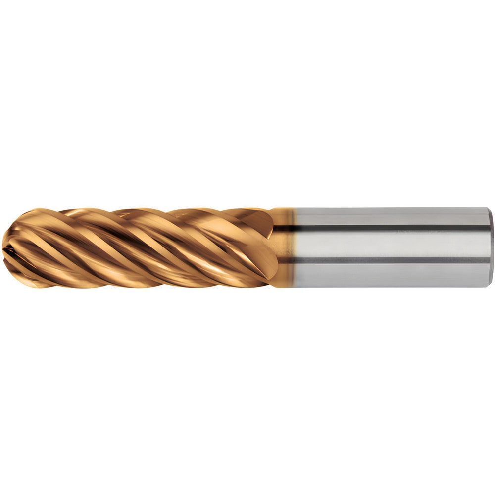 Ball End Mill: 3/4" Dia, 4" LOC, 6 Flute, Solid Carbide