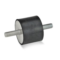 Vibration Isolators; Isolator Type: Stud/Stud; Insert Material: Zinc-Plated Steel; Isolator Material: Natural Rubber; Maximum Load Capacity: 1050.00 N; Top Diameter: 30.00; Bottom Diameter: 30; Thread Size: M8x1.25; Overall Width: 30 mm