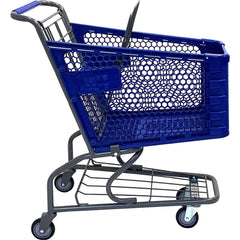 Shopping Cart Utility Cart: 33-39/100" Long, 19-31/64" Wide, Plastic, 165.000 lb Capacity, Blue