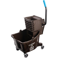 Mop Buckets & Wringers; Connection Type: None; Mop Capacity: 26; Handle Material: Ergonomic Dual Component; Color: Brown; Features: Color-Coded Design, Non-Marking Casters, Side-Press Wringer, Durable Material, Ergonomic Handle