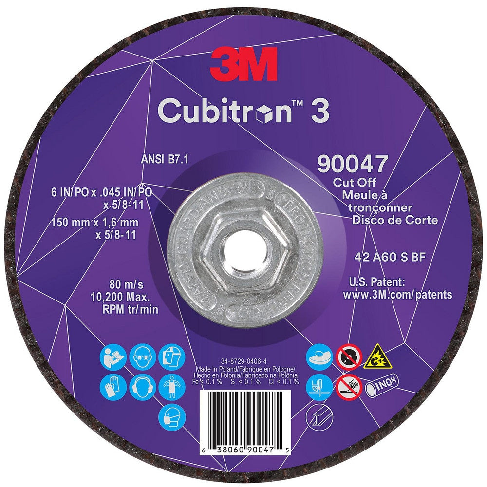 Depressed-Center Wheel: Type 27, 6" Dia, 0.0450" Thick, 5/8-11 Hole, Precision Shaped Ceramic