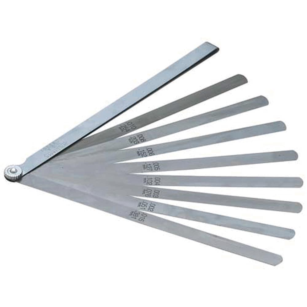 Feeler Gage Sets; Minimum Thickness (mm): 0.0508; Minimum Thickness (Decimal Inch): 0.002; Maximum Thickness (Decimal Inch): 0.015; Maximum Thickness (mm): 0.381; Leaf Length (mm): 228.6; Leaf Length (Decimal Inch): 9; Leaf Length: 9; Leaf Width (mm): 12.